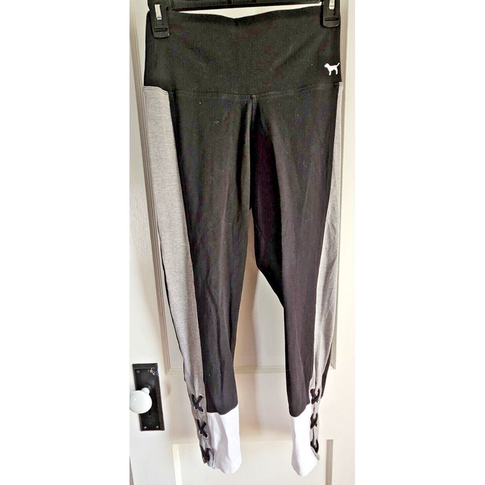 Victoria's secret PINK Yoga high waist ankle legging strappy lace up cotton Sz S